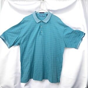 Alan Flusser Mercerized Cotton Striped Polo‎ Shirt Casual Golf Summer Comfort XL